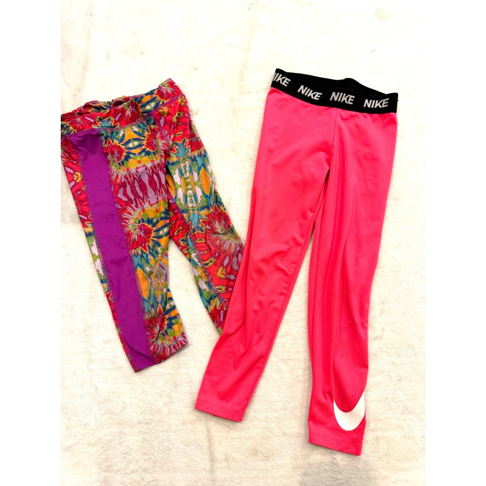 Nike Dri-FIT Pink & Puma Tie Dye Leggings Bundle Girls Size 6X 7 Small